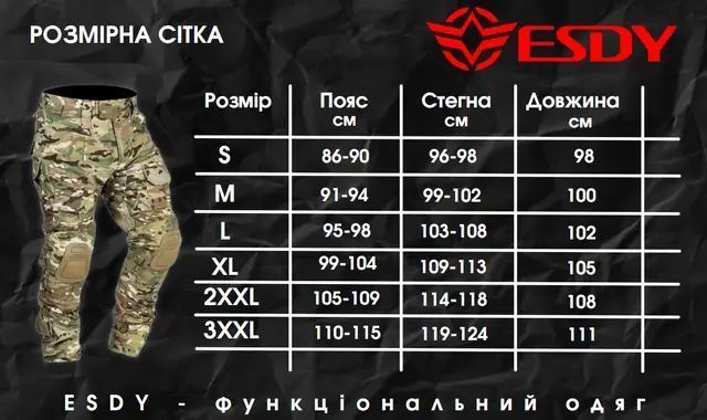 Штани тактичні демісезонні ESDY Softshell. Мультикам CP