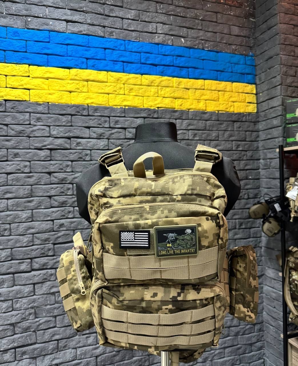 Плитоноска Single Sword з підсумками та рюкзаком (комплект 8 шт): 4 АК, 2 утилітарні/аптечки, напашник