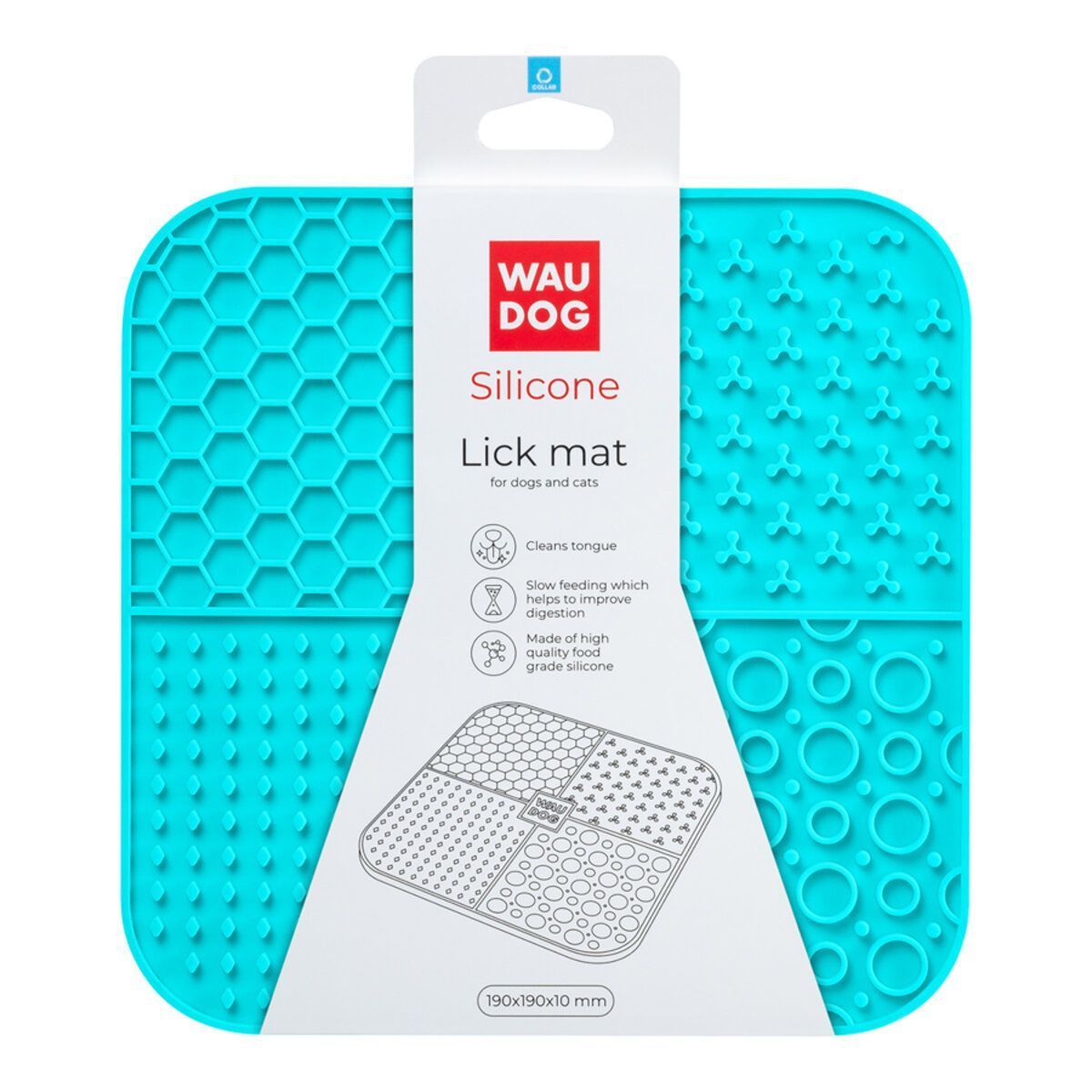 Коврик для лизания WAUDOG Silicone, 190х190х10 мм, голубой