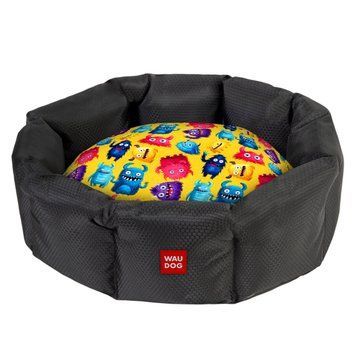 Лежанка для собак WAUDOG Relax, малюнок "Мохнаті монстри", S, Ш 34 см, Д 45 см, В 17 см