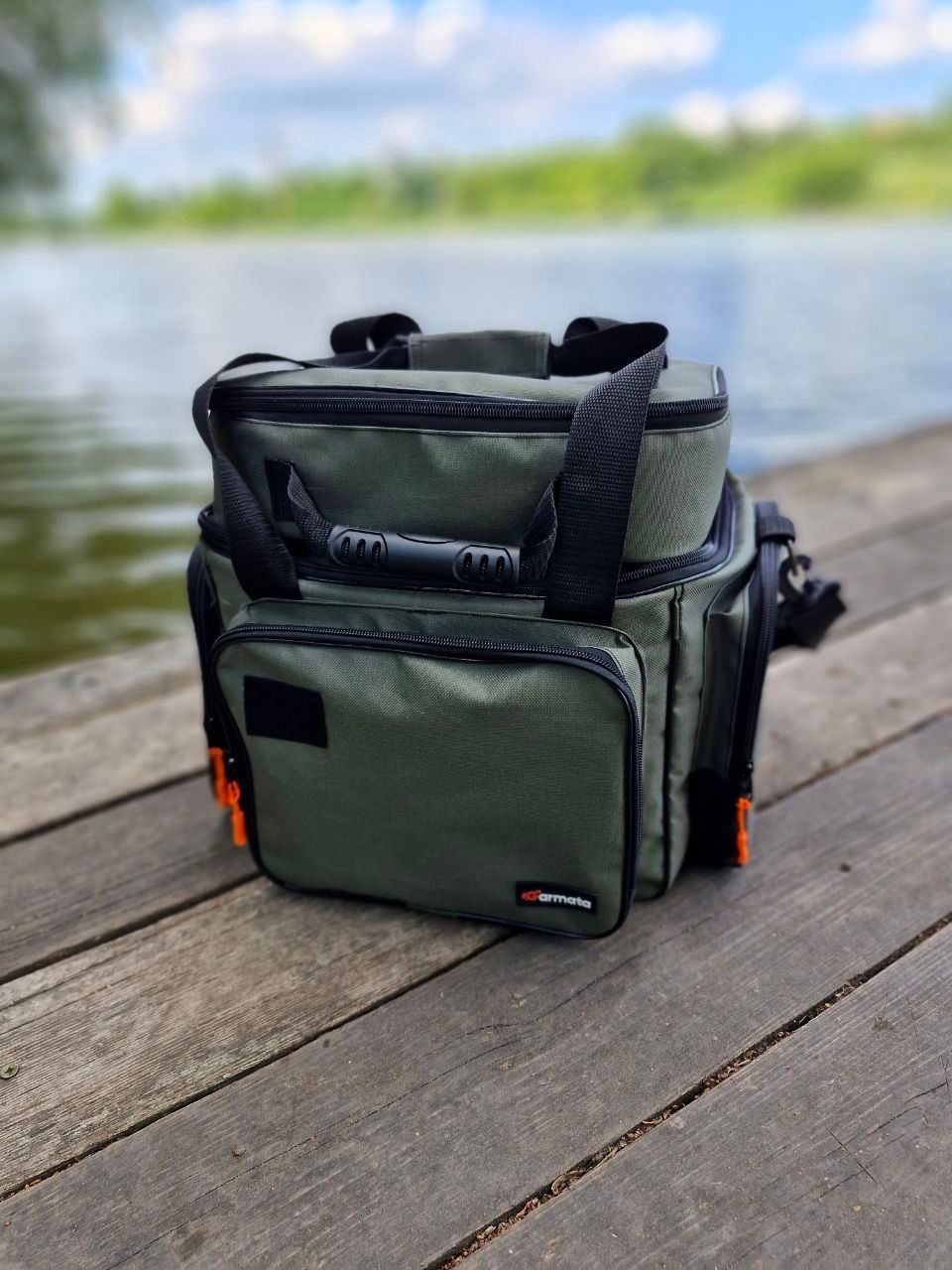 Сумка рибальська Garmata Compact 55л (зі знімною сумкою для котушок) &mdash; універсальна сумка для риболовлі на 7 кишень