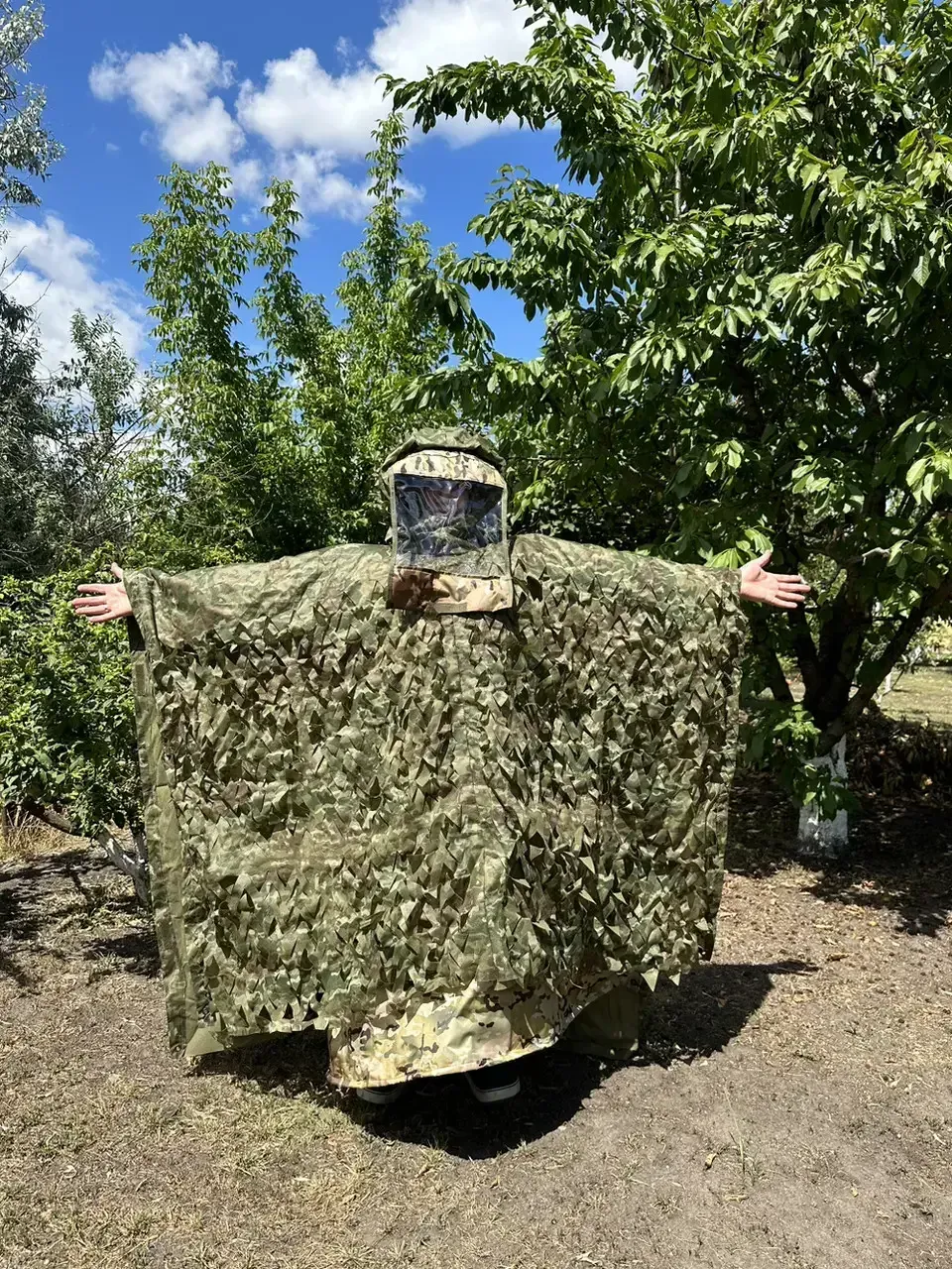 Антитепловізійний плащ-пончо із потрійним фольгованим паробар'єром та 3D-сіткою