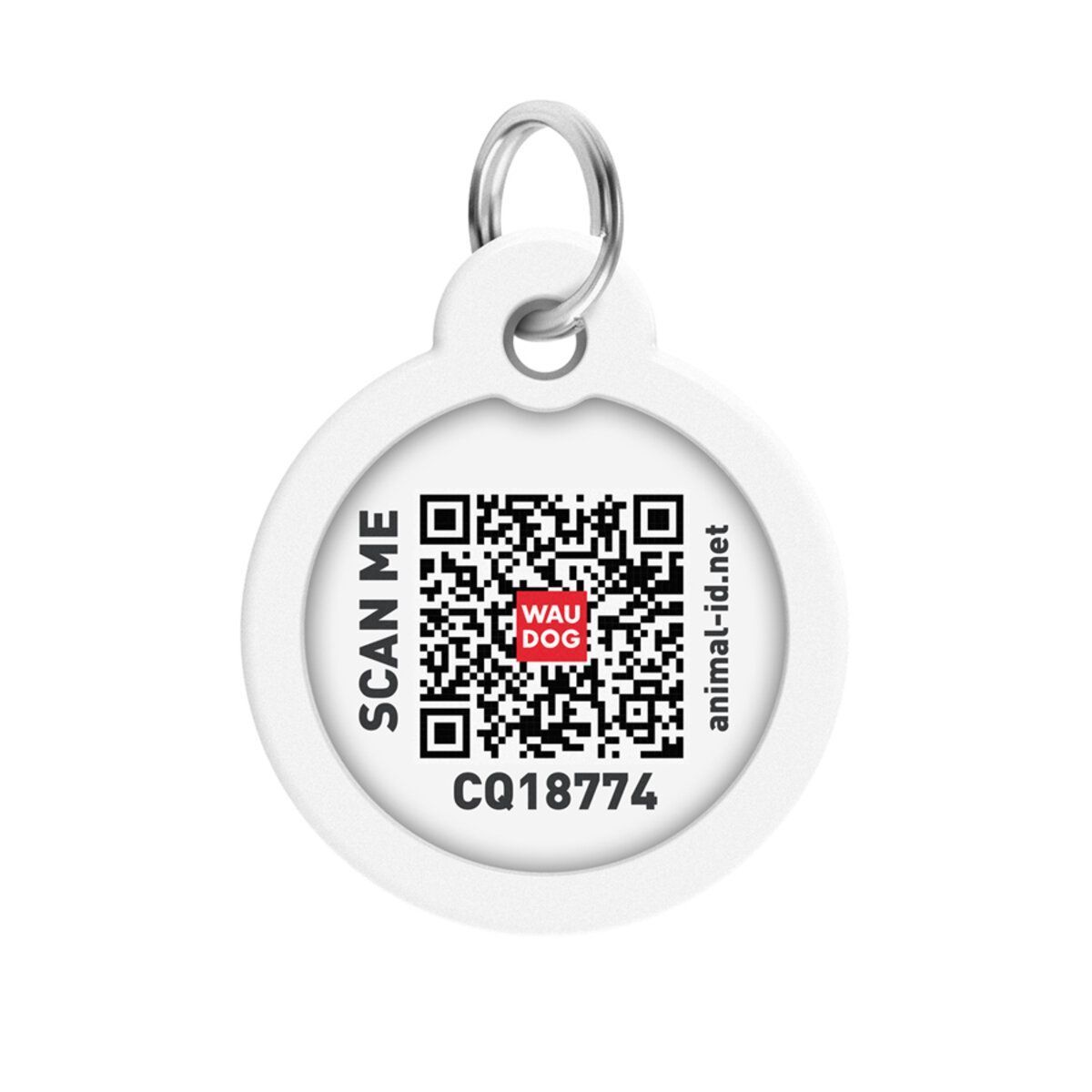 Адресник для собак и кошек металлический WAUDOG Smart ID с QR паспортом, рисунок "Геометрия", круг, Д 30 мм