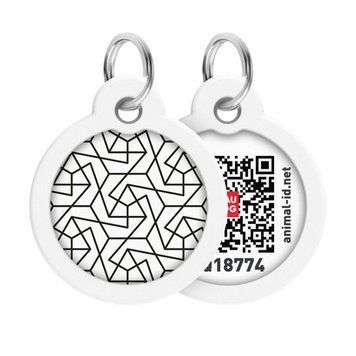 Адресник для собак и кошек металлический WAUDOG Smart ID с QR паспортом, рисунок "Геометрия", круг, Д 30 мм