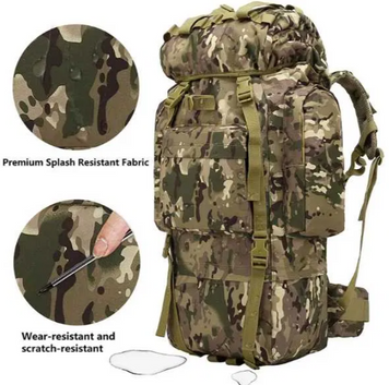 Рейдовий рюкзак 80л Multicam &mdash; для військових &mdash; Cordura 900D, металевий каркас, 5 кишень