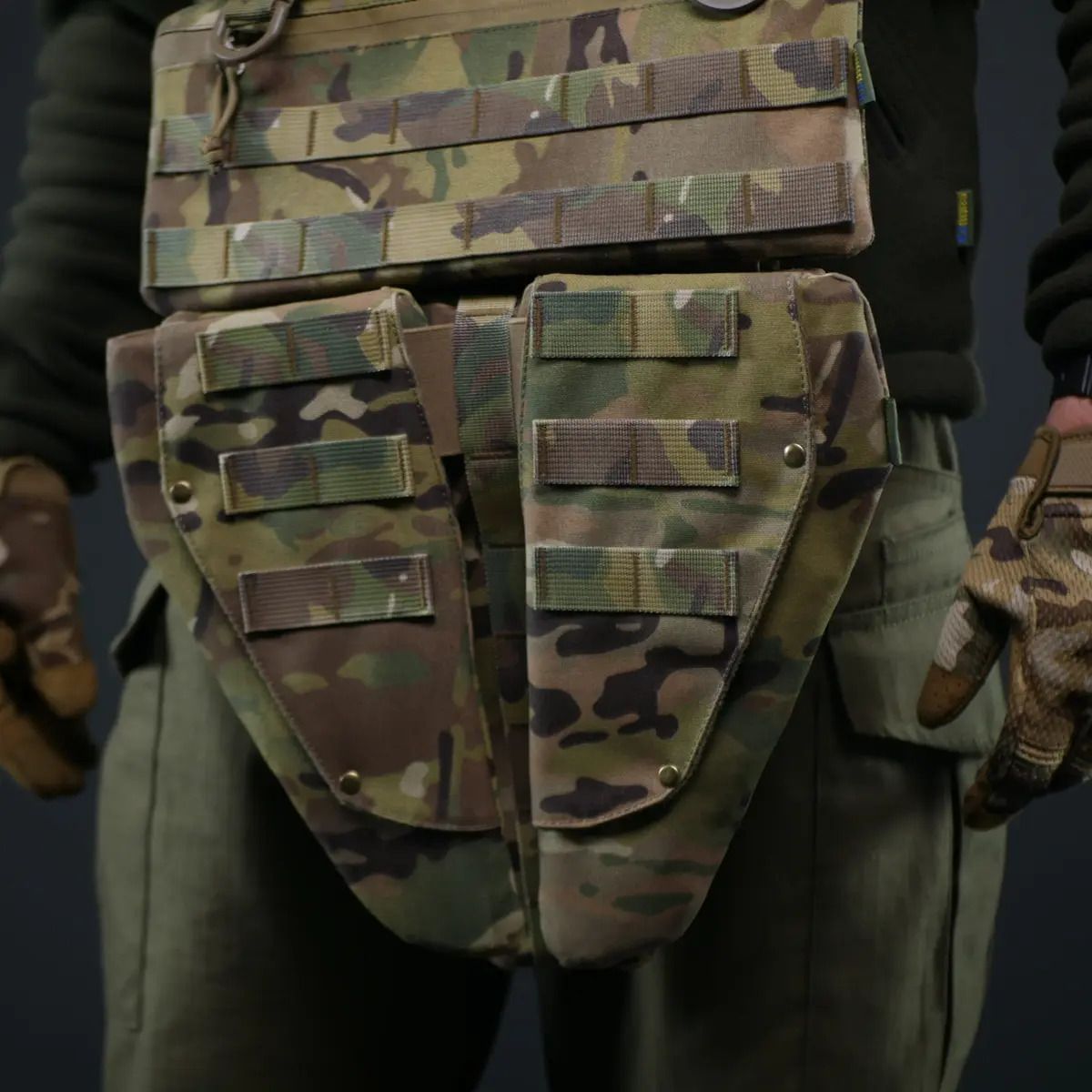 Захист паху (напашник) потрійний Kiborg з балістичним пакетом Militex Multicam (1 клас захисту)