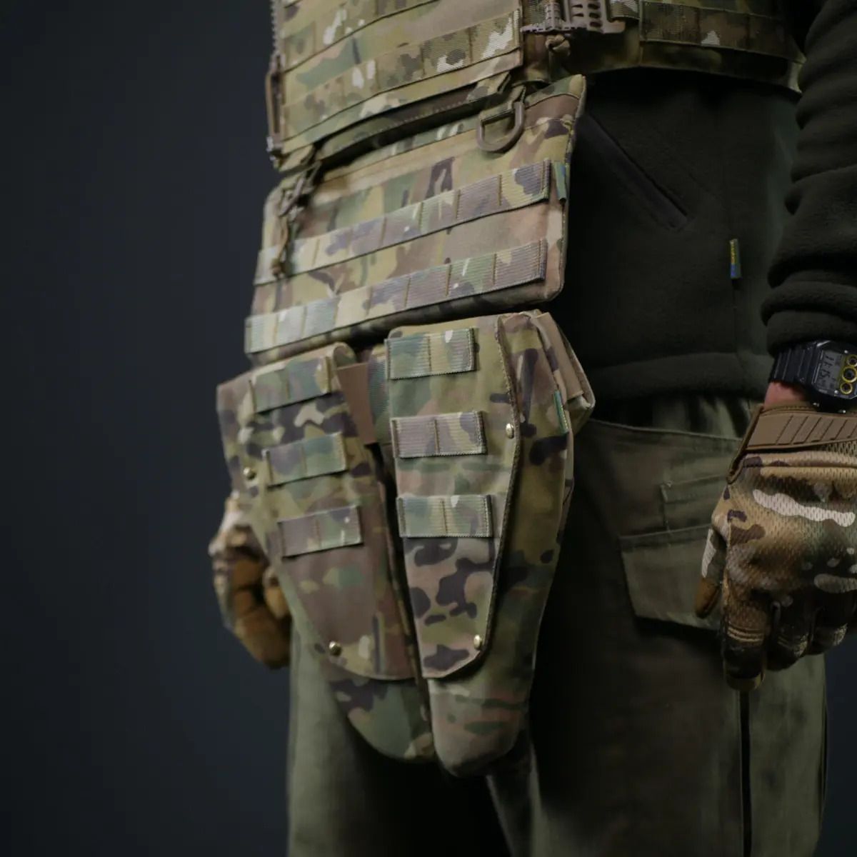 Захист паху (напашник) потрійний Kiborg з балістичним пакетом Militex Multicam (1 клас захисту)