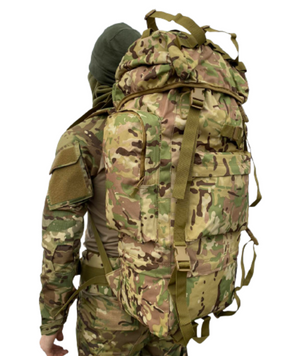 Каркасний рейдовий рюкзак 120л Multicam &mdash; для військових &mdash; Oxford 900D, металевий каркас, 5 кишень