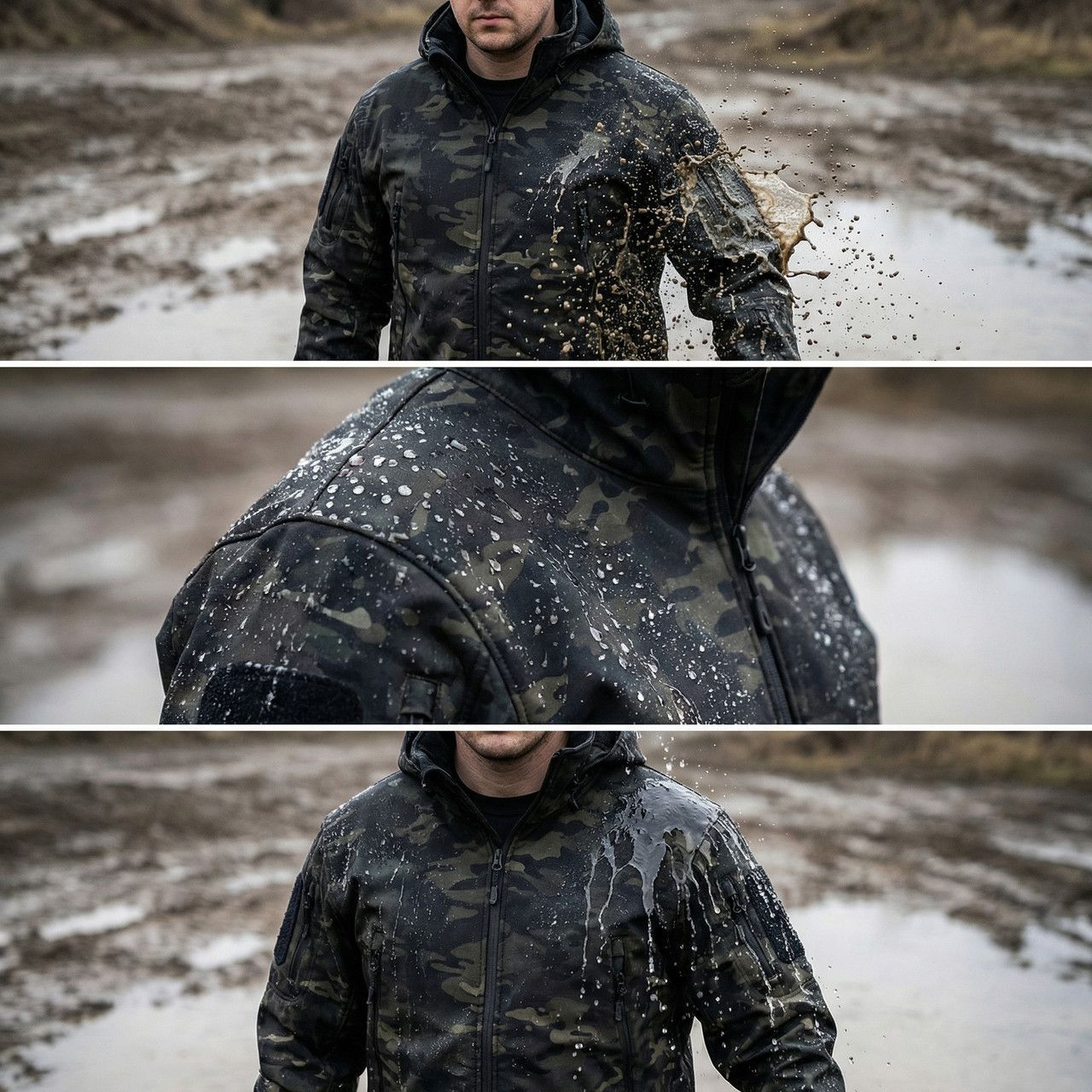 Куртка тактична ESDY Softshell Shark Skin. Чорний мультикам