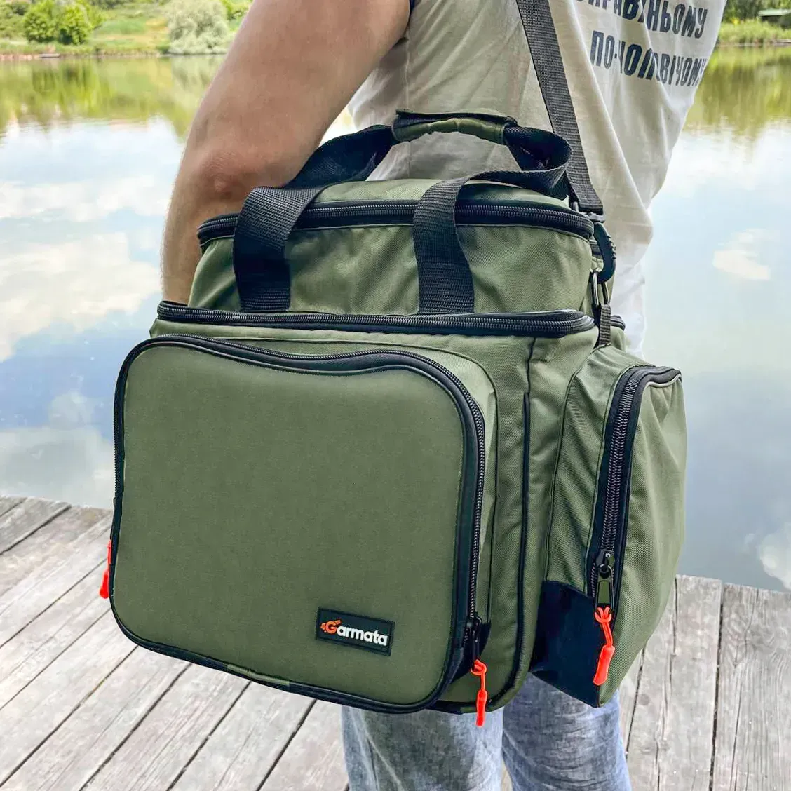 Рибальська сумка Garmata River Bag 40л, Хакі + Відро 15л
