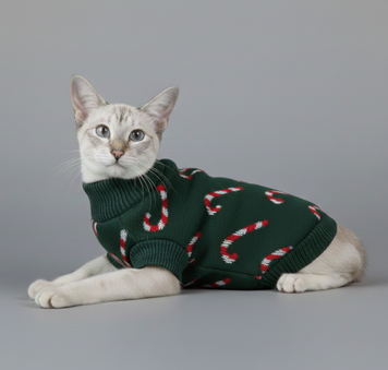 Светр для котів Dogs Bomba в'язаний Карамель смарагд SC-31, р. 2, ОШ 16-26 см, ОГ 28-38 см, ДС 28-31 см
