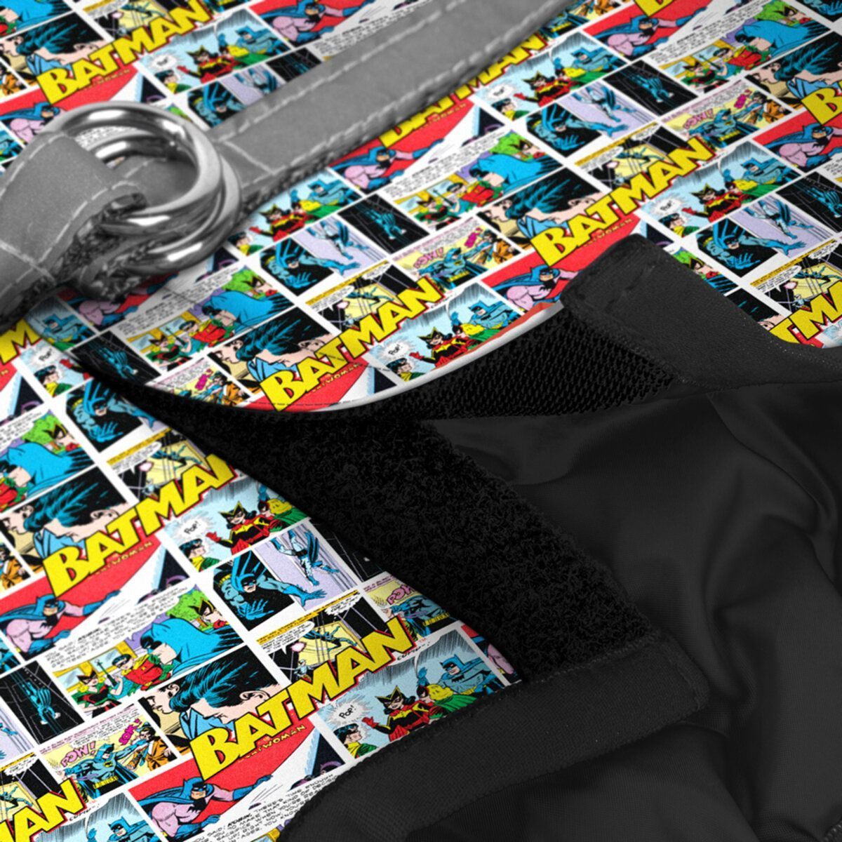 Шлея для собак м'яка WAUDOG Clothes з QR паспортом, малюнок "Бетмен комікс", XS1, В 24-27 см, С 18-20 см