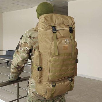 Рюкзак тактичний рейдовий 70 л Oxford 600D з системою MOLLE, Койот