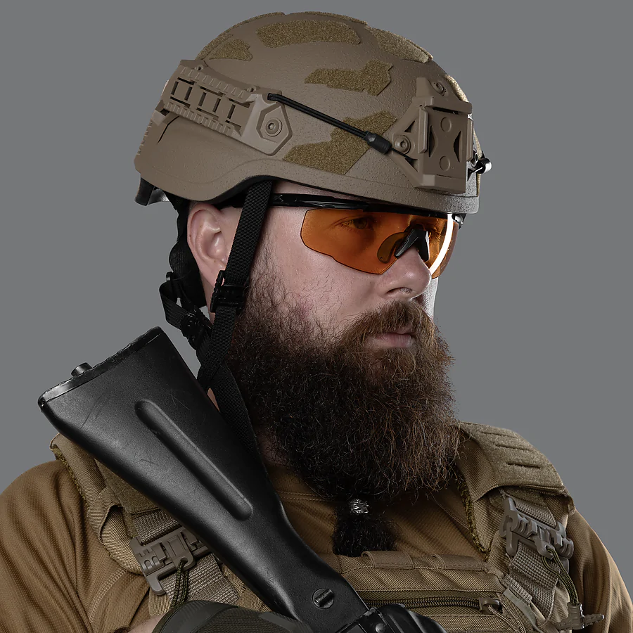 Кевларовий балістичний шолом ARCH Middle Cut ТМ Combatant, клас захисту 1 (ДСТУ), Койот &mdash; під активні навушники