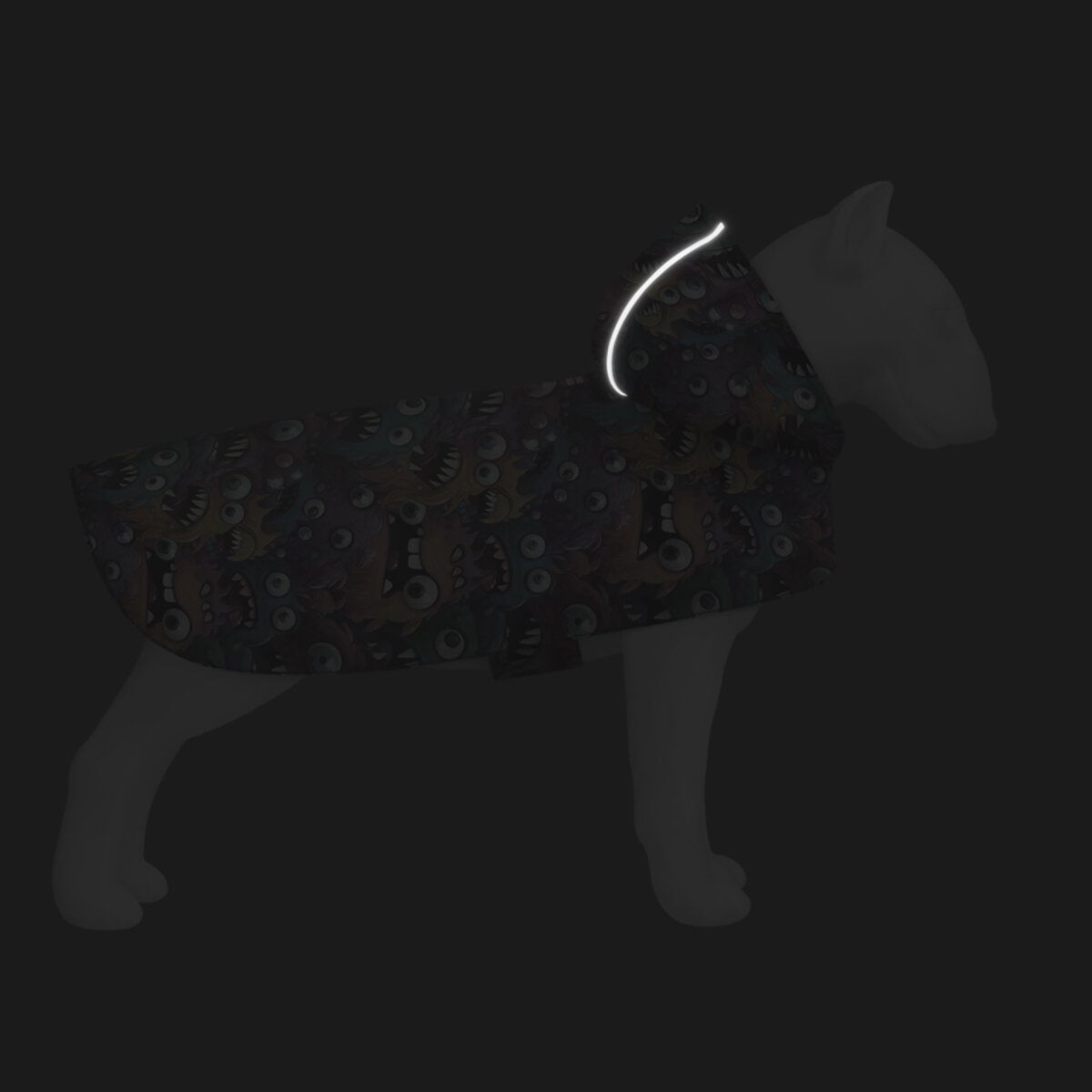 Дождевик-накидка с капюшоном для собак WAUDOG Clothes, рисунок "Зубастые монстры", XXS, А 23-26 см, B 30-36 см, С 15-20 см