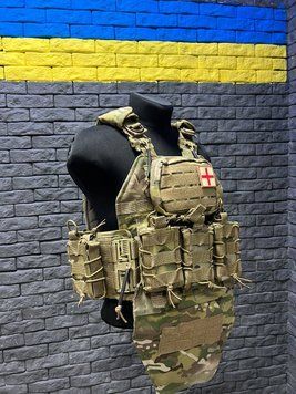 Плитоноска ATTACK Multicam &mdash; для штурмовых подразделений &mdash; Cordura 1000D, 7 подсумков, напашник