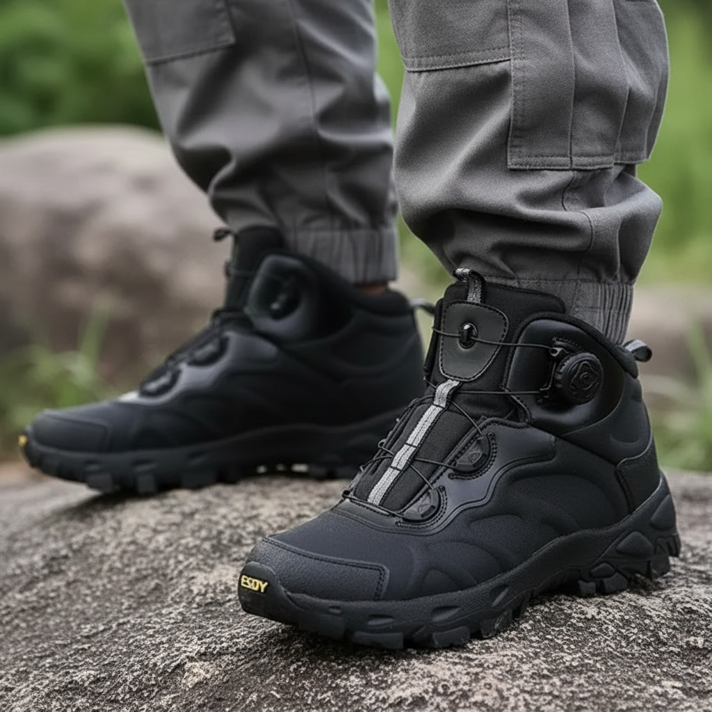 Тактичні кросівки ESDY Trek High з автошнурівкою (Чорний)