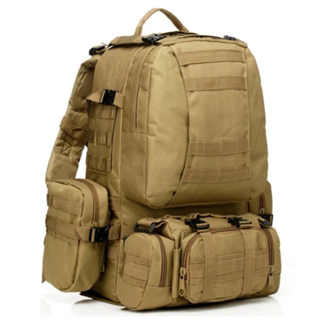 Тактичний армійський рюкзак 60 літрів з підсумками 4 в 1. Колір койот.