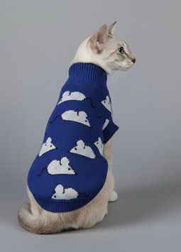 Светр для котів Dogs Bomba в'язаний Мишки синій SC-29, р. 2, ОШ 16-26 см, ОГ 28-38 см, ДС 28-31 см
