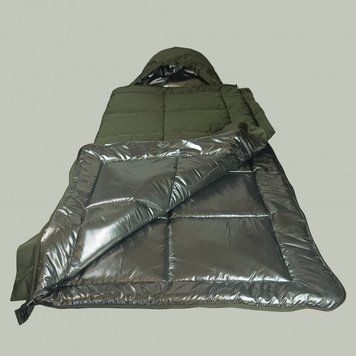 Зимовий спальний мішок ковдра з капюшоном -25 C&deg; omni-heat. Водонепроникний, колір оліва.