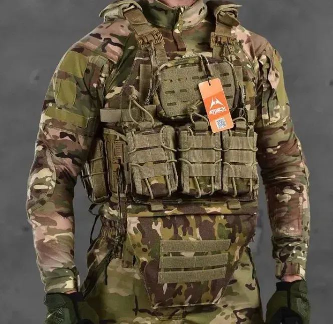 Штурмовий набір Attack Multicam: Плитоноска зі швидким скидом та розвантажувальний пояс Cordura 1000D
