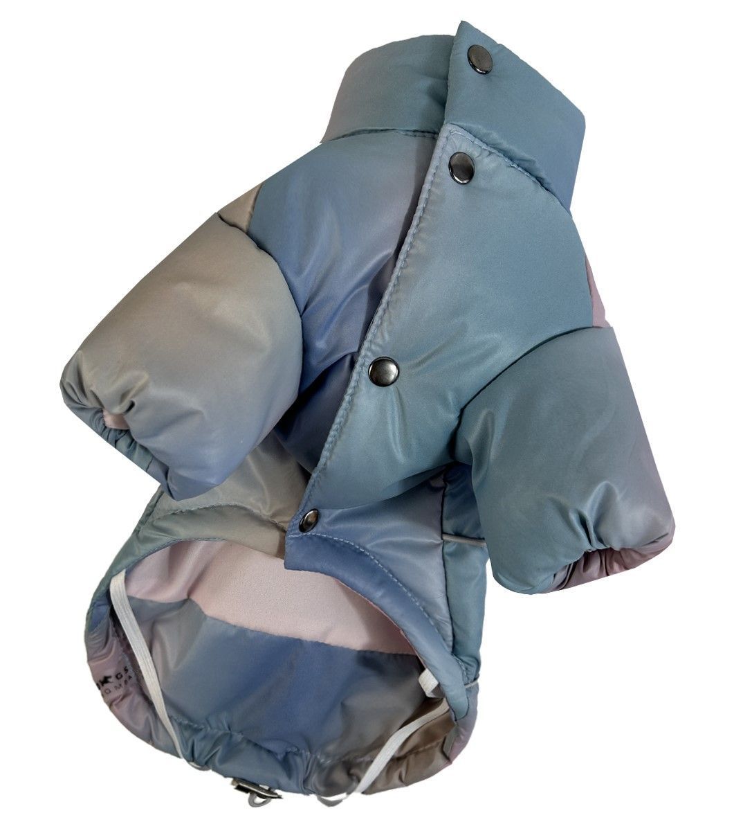 Куртка для собак Dogs Bomba с фиксаторами тай-дай голубая K-83, р. 2, ОШ 15-25 см, ОГ 24-34 см, ДС 25-28 см