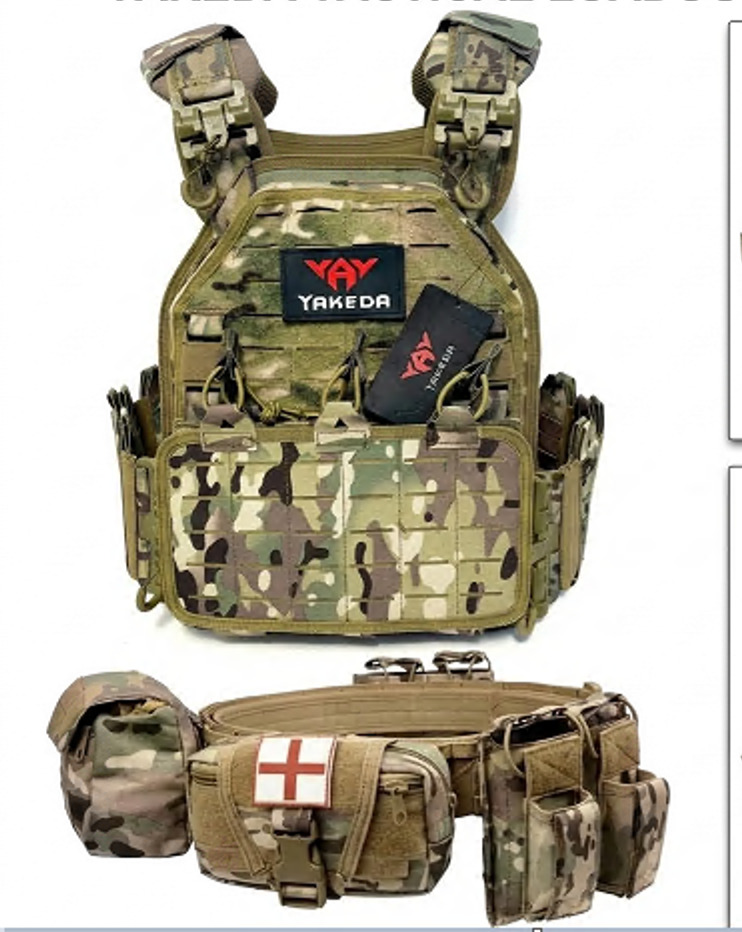Штурмовий набір Yakeda: Плитоноска Cordura 1000D зі швидким скидом та розвантажувальний пояс з пряжкою Cobra