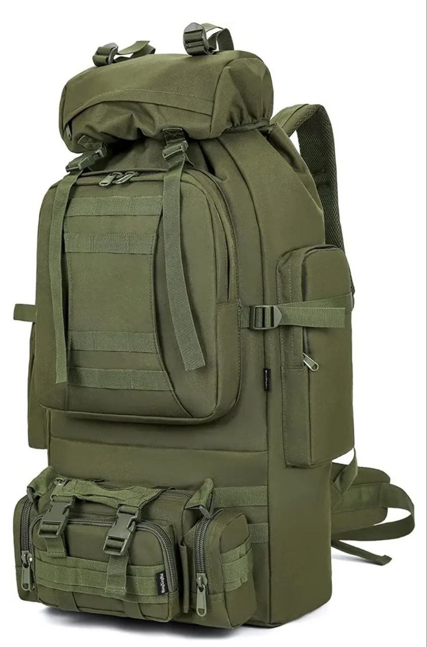 Великий тактичний рюкзак 100л Tacal-A4 з дадотковим підсумком. Колір Хакі.