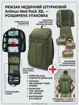 Модульный рюкзак медика Парамедик 18л (с 3 отрывными подсумками) Cordura 500D