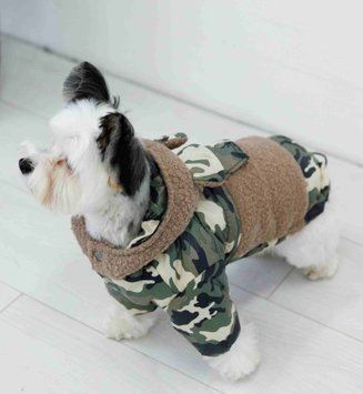 Куртка для собак Dogs Bomba Teddy мілітарі K-78, р. 2, ОШ 16-26 см, ОГ 26-32 см, ДС 25-28 см