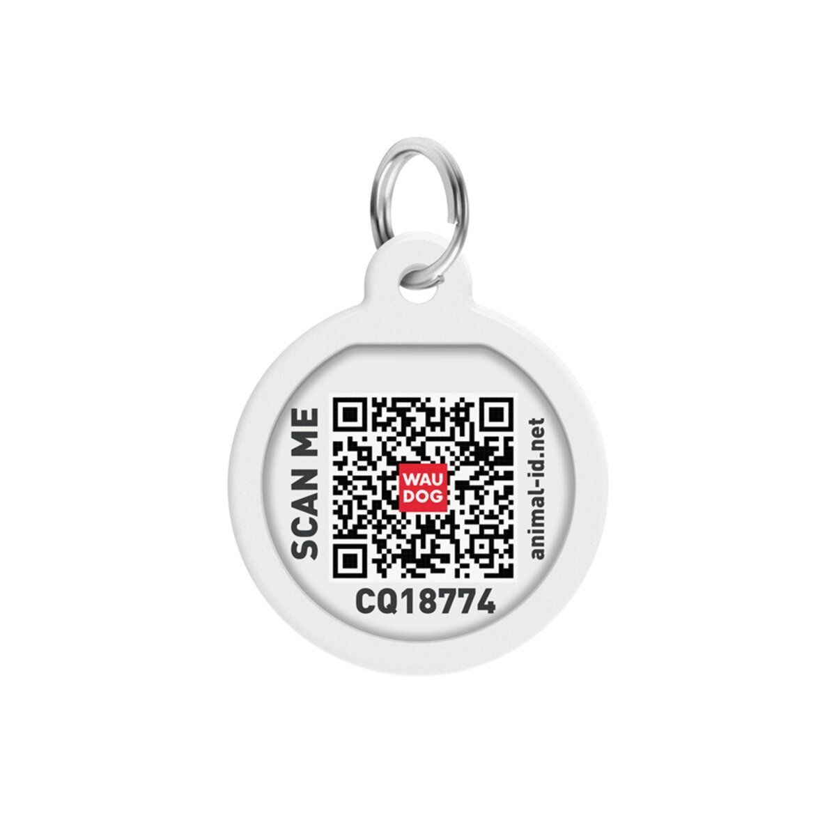 Адресник для собак и кошек металлический WAUDOG Smart ID с QR паспортом, рисунок "Дом", круг, Д 25 мм